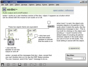 Figure 2.27 ezdac~ Help patcher in Max